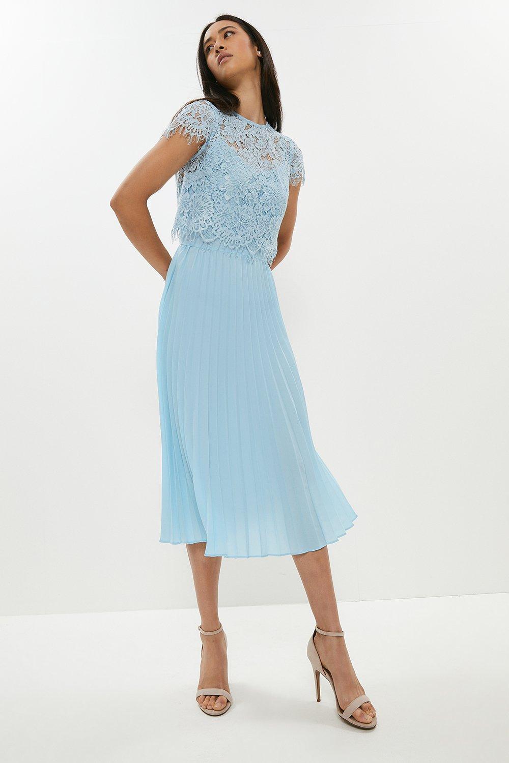 Pleat Skirt Lace Midi Dress | Coast